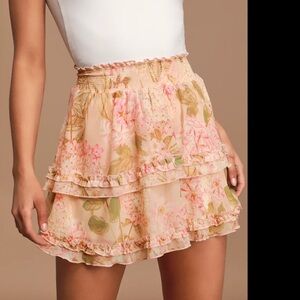 Show Me Your MuMu Ruffle Floral Shae Skirt Women’s S Hydrangea
